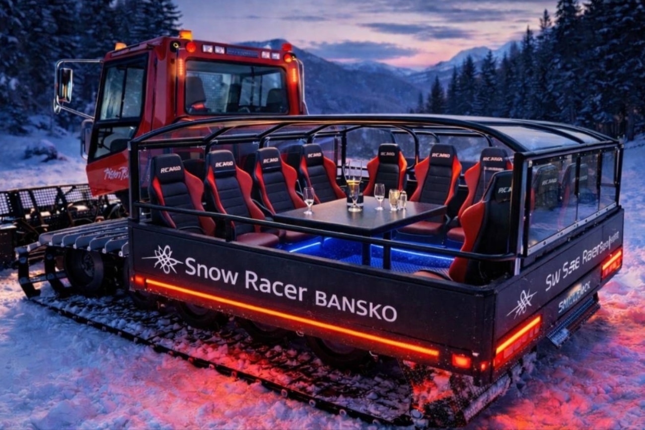 Snowmobile on mountain peak